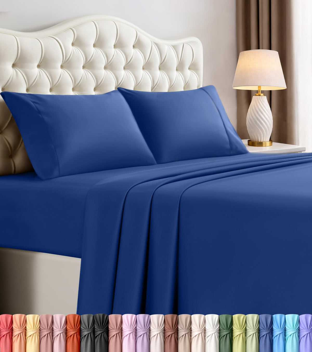 Queen Sheets Set, 4 Pieces 16" Deep Pocket Hotel Luxury Bed Sheets, Brown