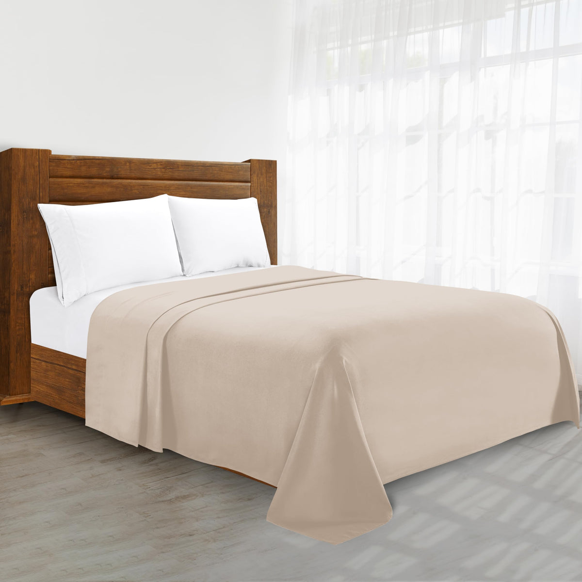 Luxury Flat Sheet on Amazon Elegant Comfort Wrinkle-Free 1500 Premier Hotel Quality 1-Piece Flat Sheet, King Size, Cream