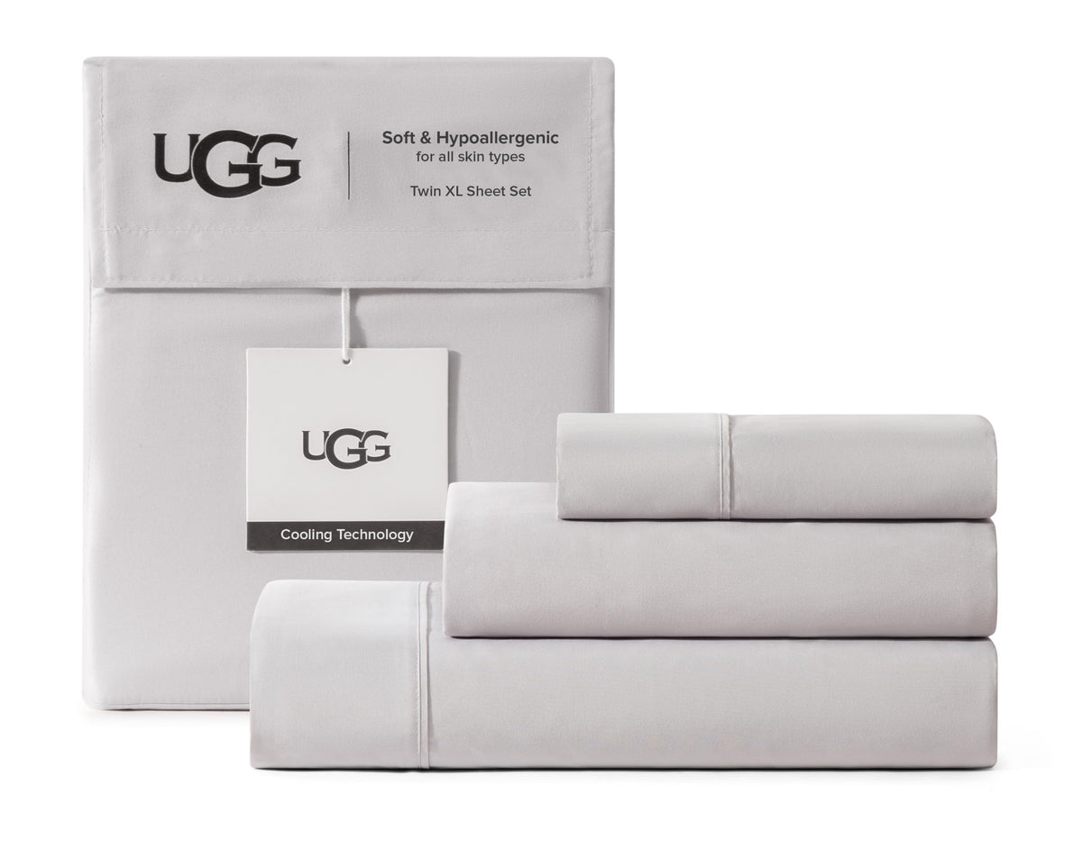 UGG Hedi King Size Sheets Set, Luxury Cooling Sheets, 4-Piece, Grey