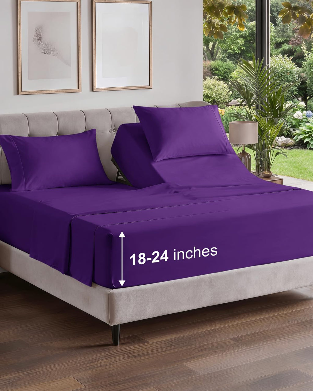 Extra Deep Queen Sheet Set - 4 Piece Breathable Cooling Sheets - Dark Grey