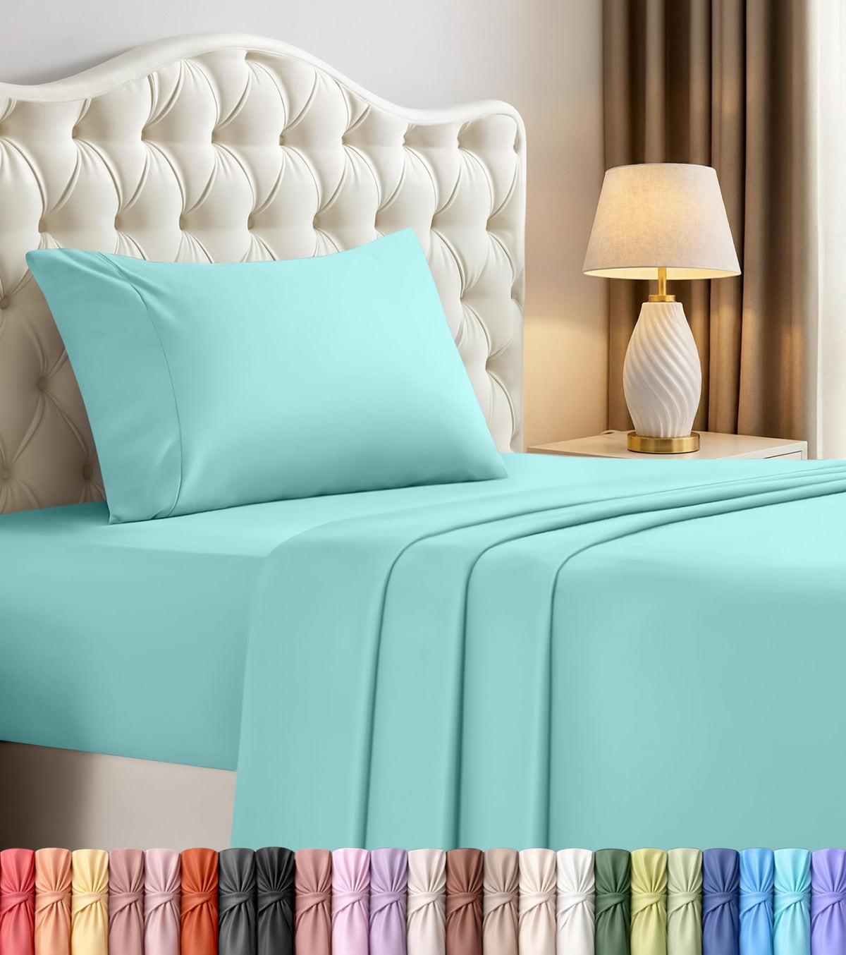 Queen Sheets Set, 4 Pieces 16" Deep Pocket Hotel Luxury Bed Sheets, Brown