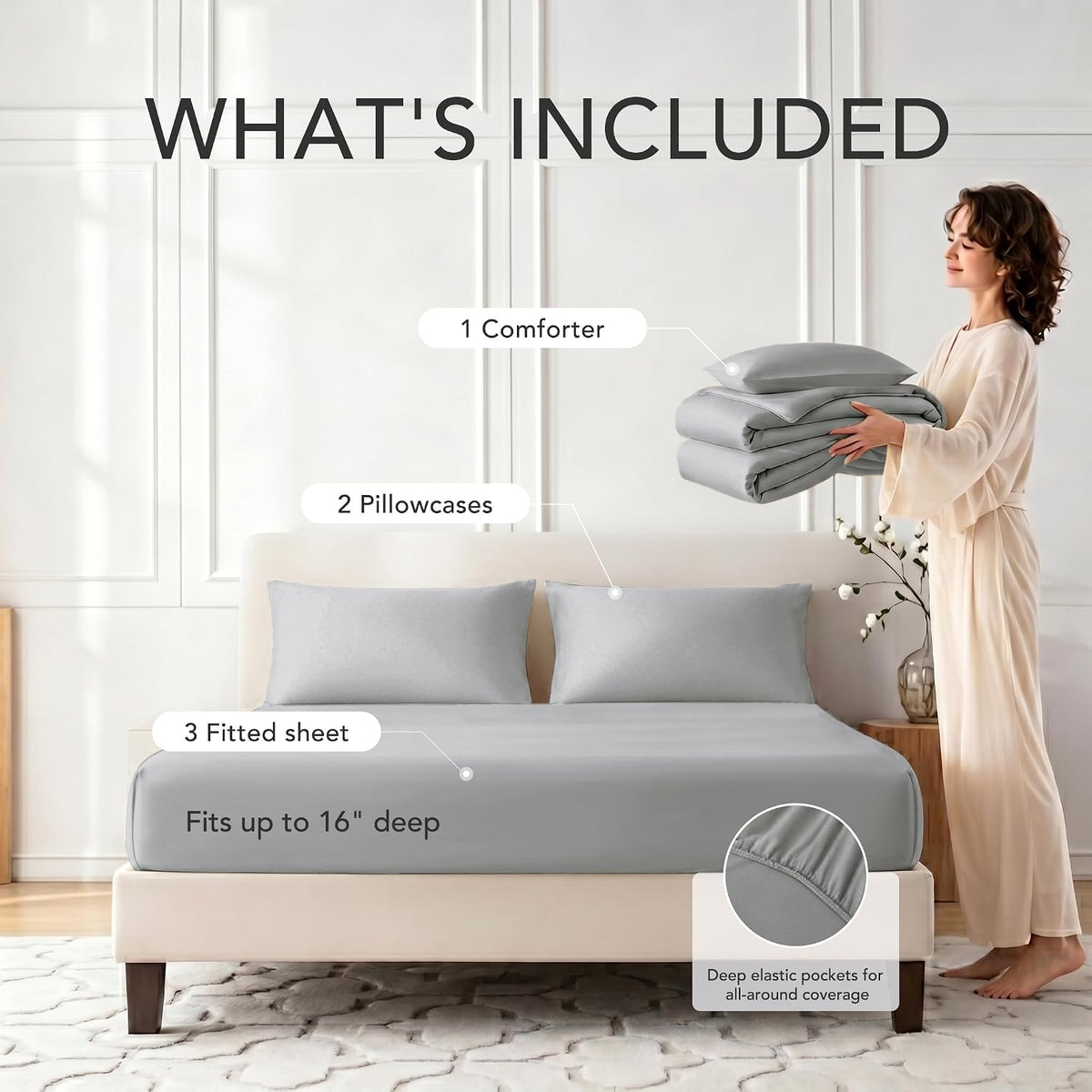 Quataly Cooling Comforter Set Twin Size Breathable Comforter with Sheets