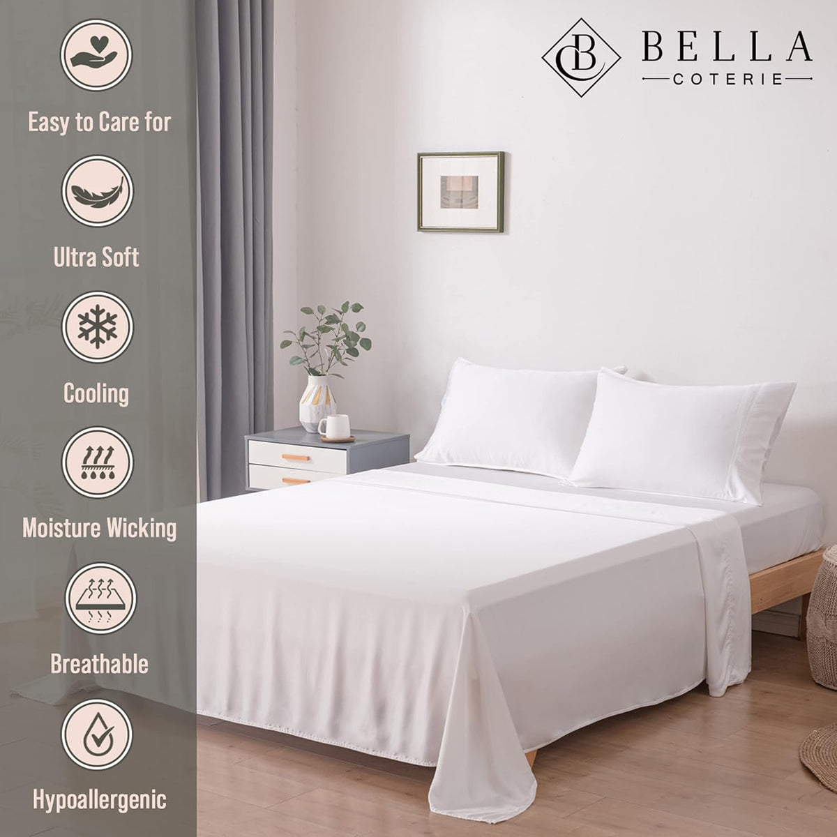 Bella Coterie Luxury Bamboo Viscose Queen Size Sheet Set