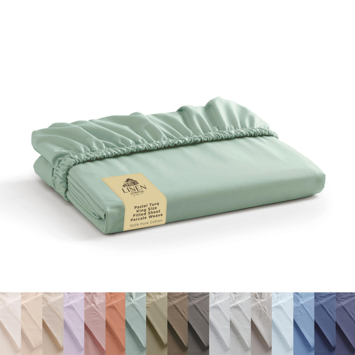 Linen Home Queen Size Fitted Sheet only 100% Cotton Percale, White