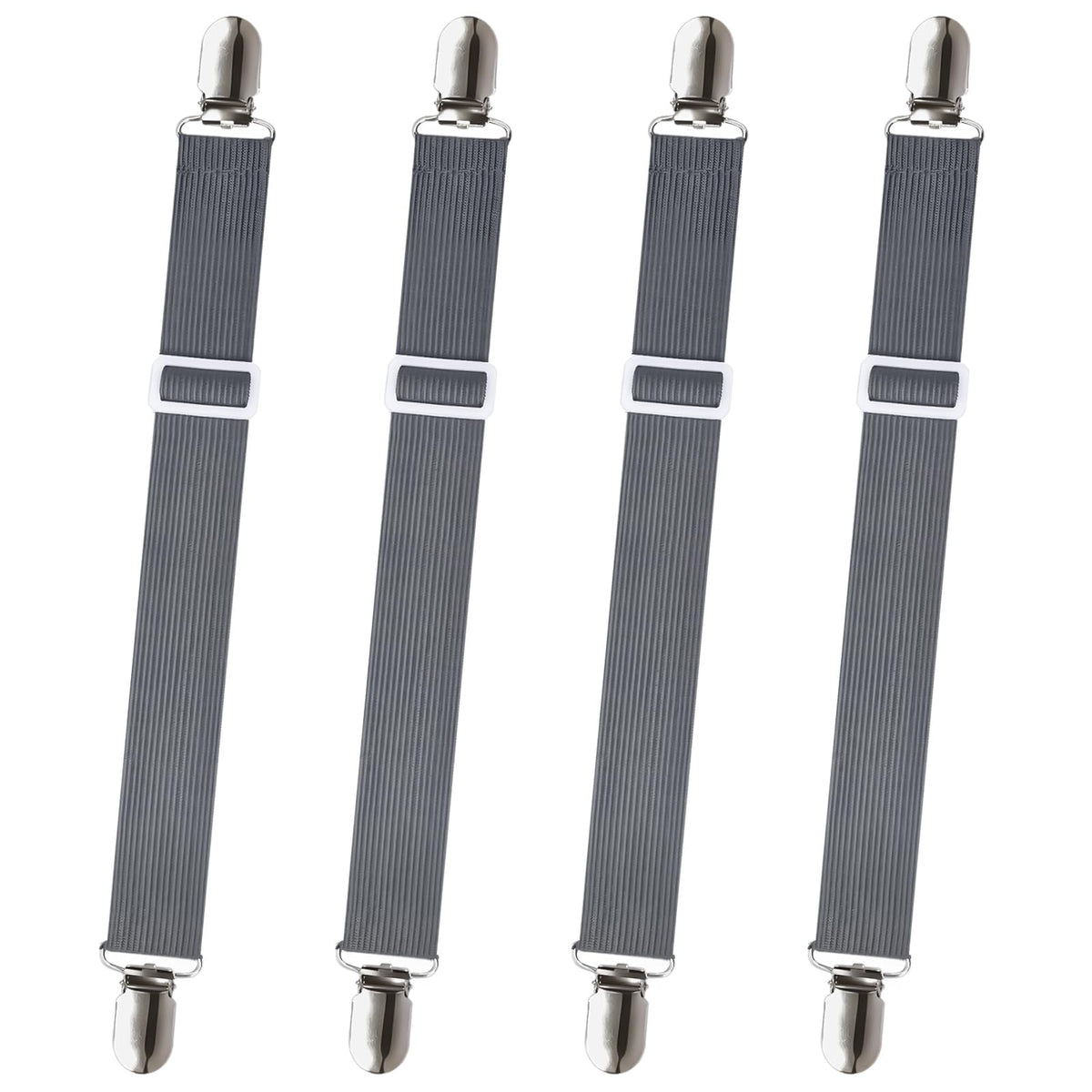 Sopito Sheet Straps, Adjustable Elastic Bed Sheet Holder, 4pcs White