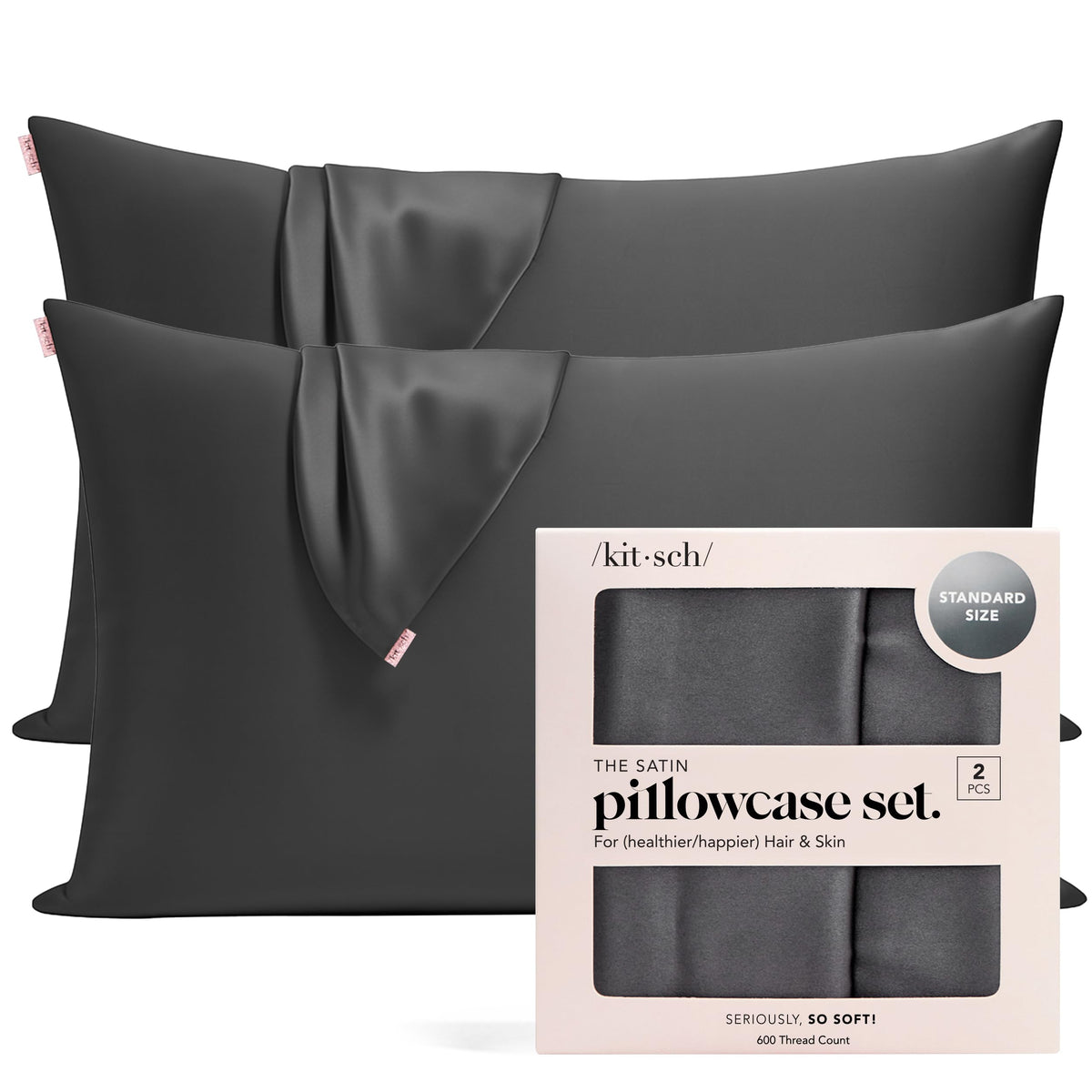 Kitsch Satin Pillowcase with Zipper - 2 pcs Standard Size, Aura