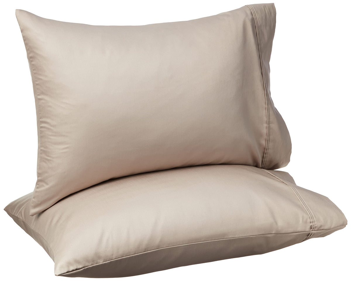Amazon Basics 400 Thread Count Soft 100% Cotton Pillow Cases, Wrinkle Resistant, Sateen Weave, King Size, 40" x 20", Machine Washable, White, Set of 2, Pillows Not Included