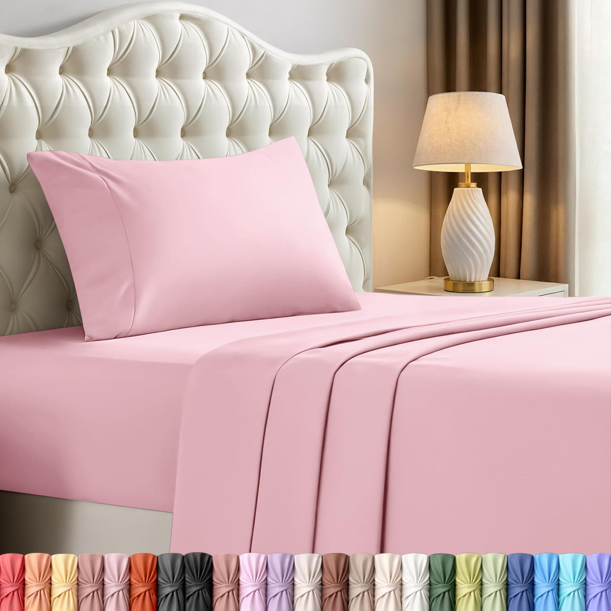 Queen Sheets Set, 4 Pieces 16" Deep Pocket Hotel Luxury Bed Sheets, White
