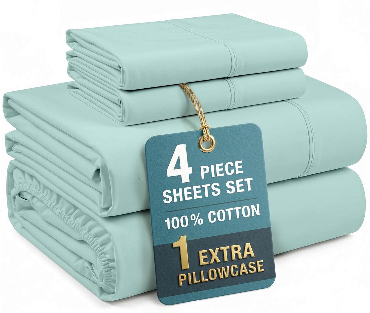 Casa Platino King Size Sheets Set –100% Cotton King Sheets with 4 Pillowcases, Lightweight Feel & Secure Fit, Crisp & Breathable Percale Weave with 15" Deep Pocket, Soft and Cozy – Pure White