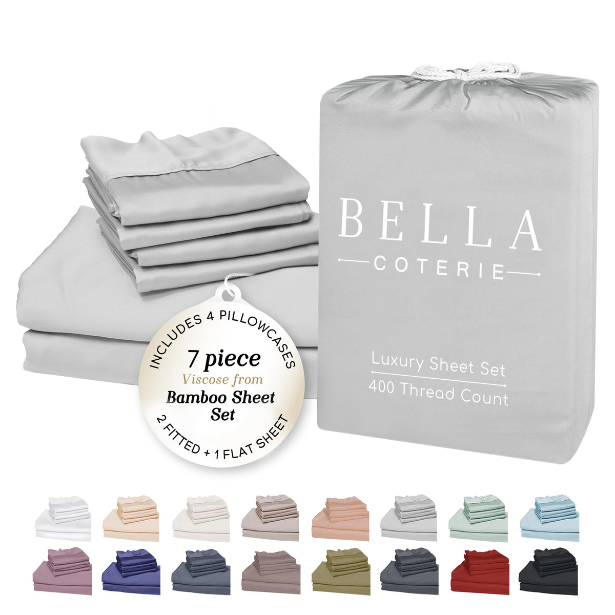 Bella Coterie Luxury Bamboo Viscose Queen Size Sheet Set