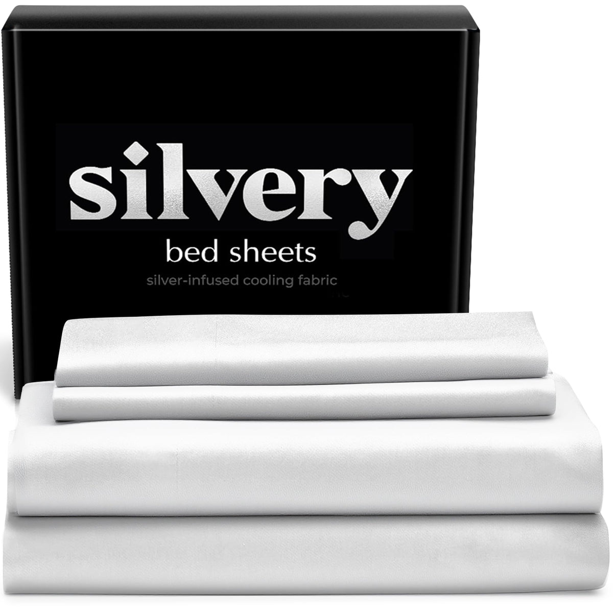 Silvery Silver Infused Ice Blue Bed Sheets Set - Award-Winning Self-Cooling Fabric with Self-Cleaning Silvery Technology that Stays Fresh 3X Longer for Hygienic Sleep
