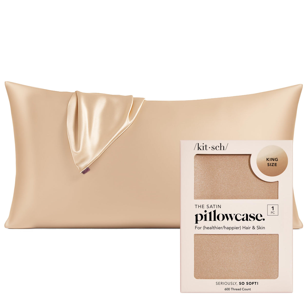 Kitsch Satin Pillowcase with Zipper - 2 pcs Standard Size, Aura