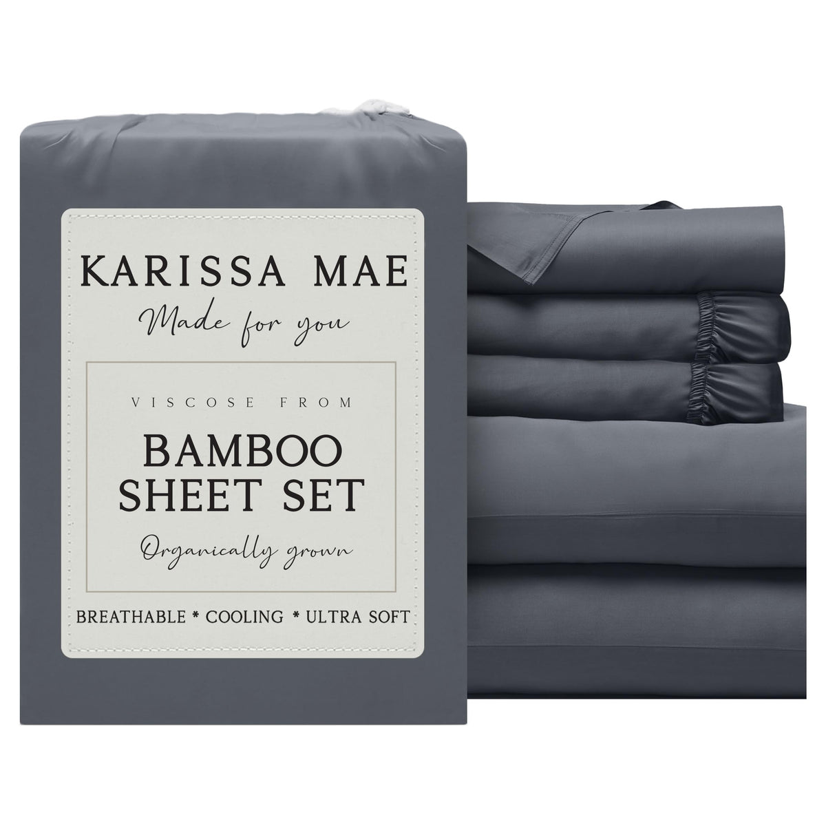KARISSA MAE 7 Piece Luxury Bamboo Viscose Split King Sheets, FSC Certified