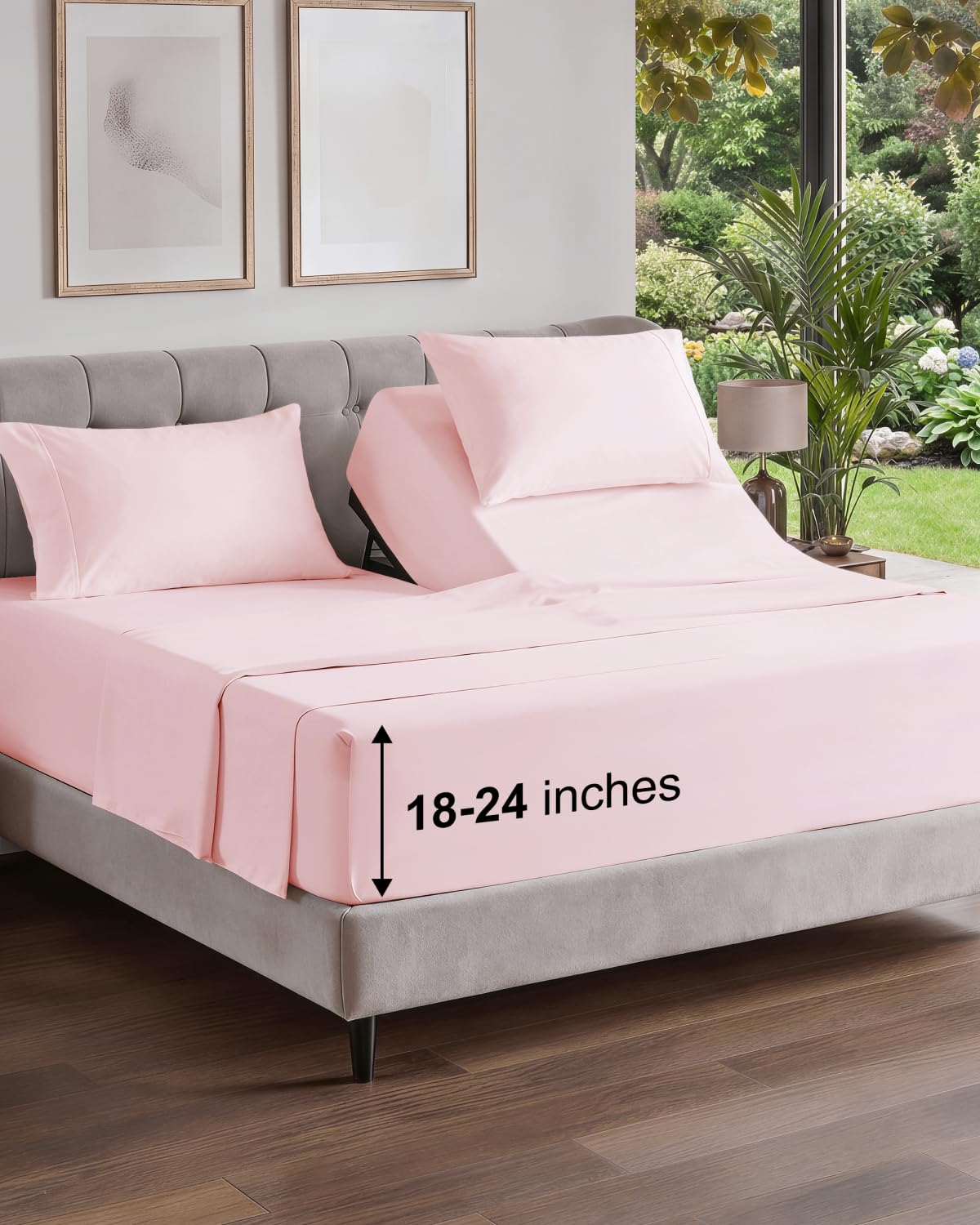 Extra Deep Queen Sheet Set - 4 Piece Breathable Cooling Sheets - Dark Grey
