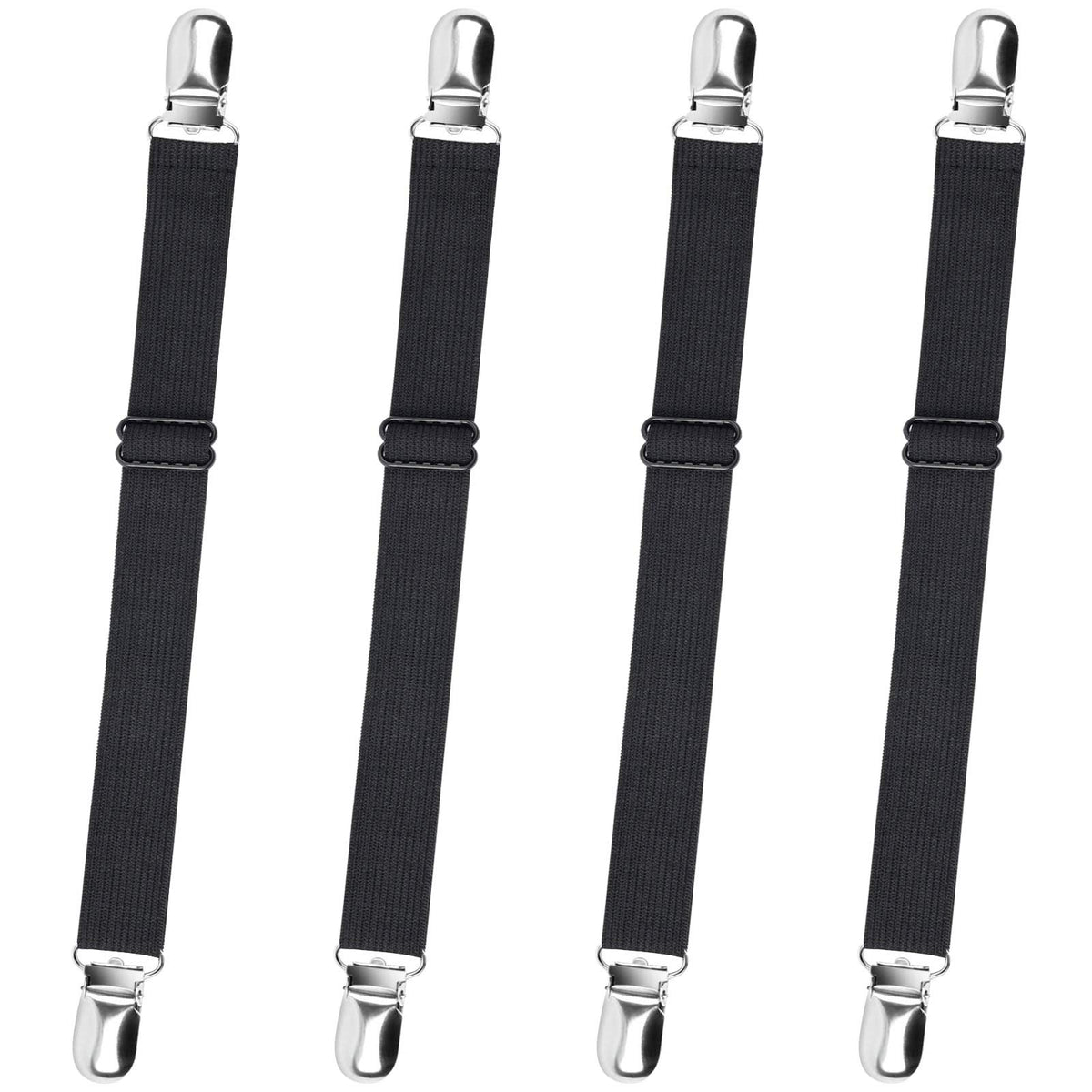 Sopito Sheet Straps, Adjustable Elastic Bed Sheet Holder, 4pcs White