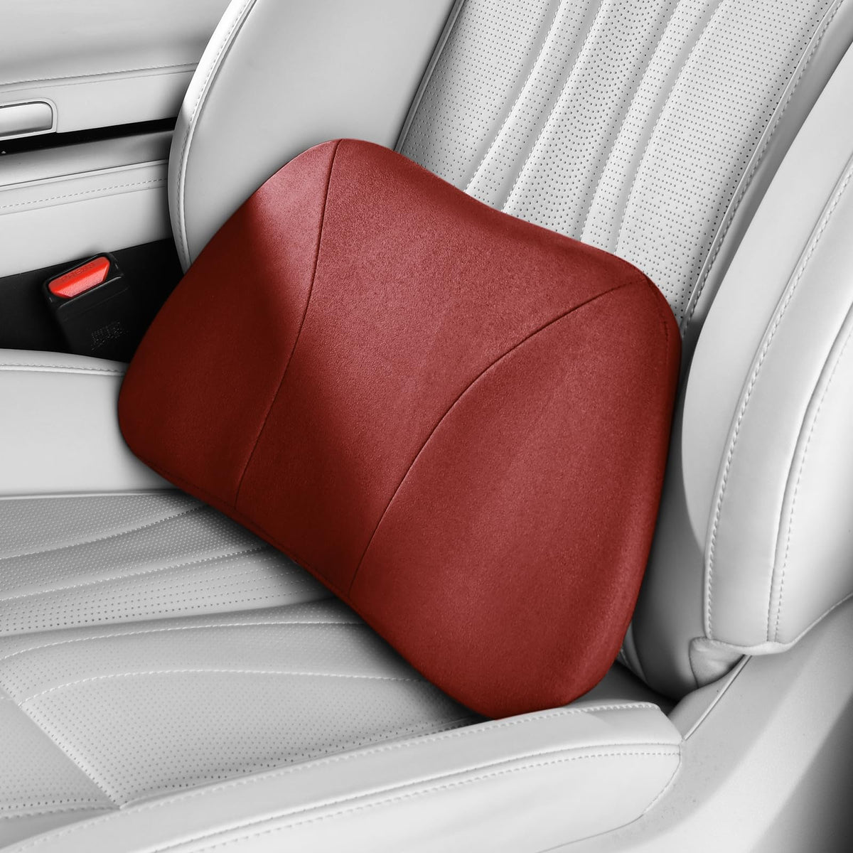 Lumbar Support Pillow,Back Pain Relief Cushion,fits tightly around the waist,Memory Foam,Skin-friendly Suede Fabric,fit Car Drive,Office chair,Rest seat,Improve Posture,Portable,15.5''Lx 8.7''H