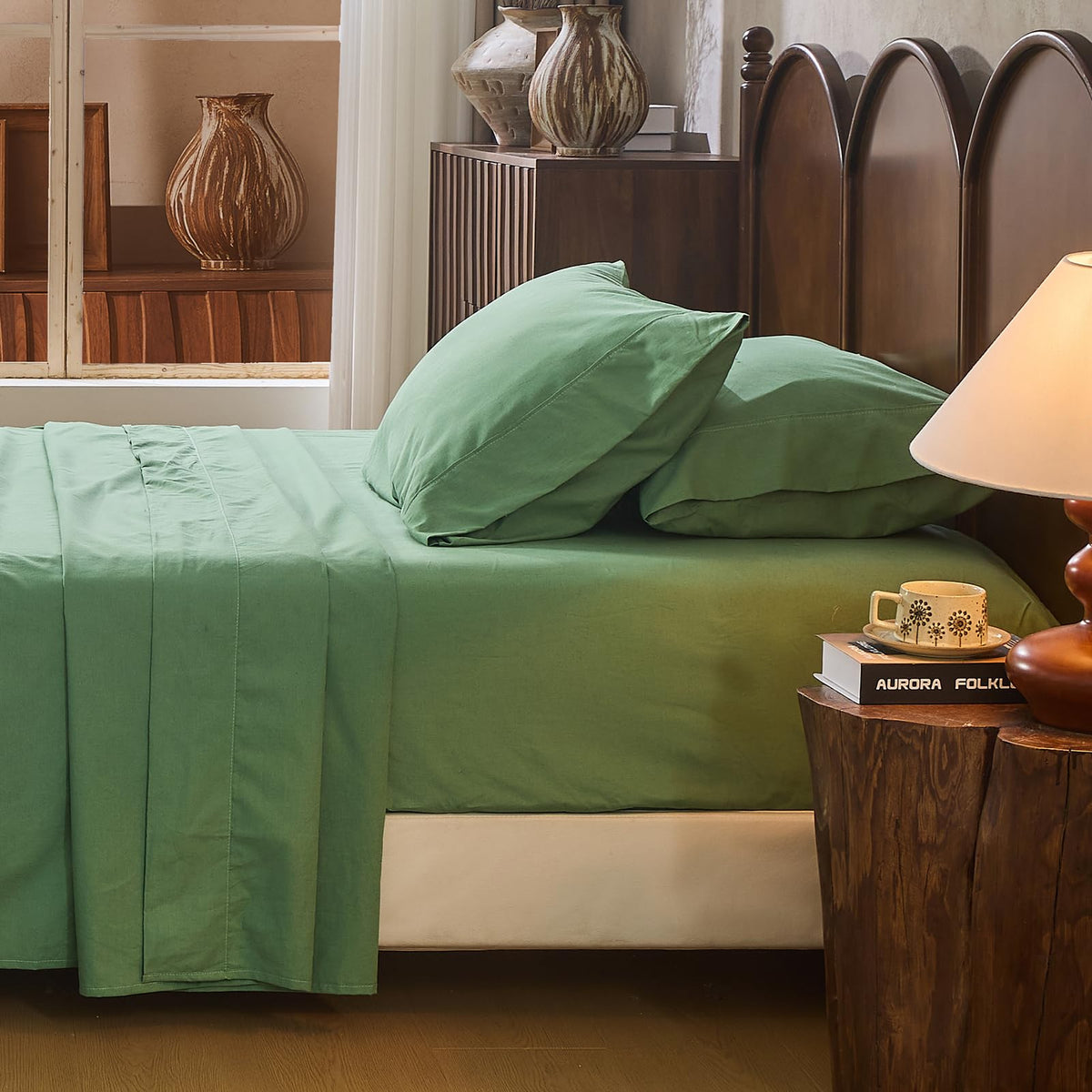 100% Linen Sheets Queen Size,Breathable & Durable 4-Piece Bed Flax Sheet Set,Soft All-Season Bedding for Hot Sleepers 16" Deep Pocket Oeko-TEX Certified,（Queen, Linen）