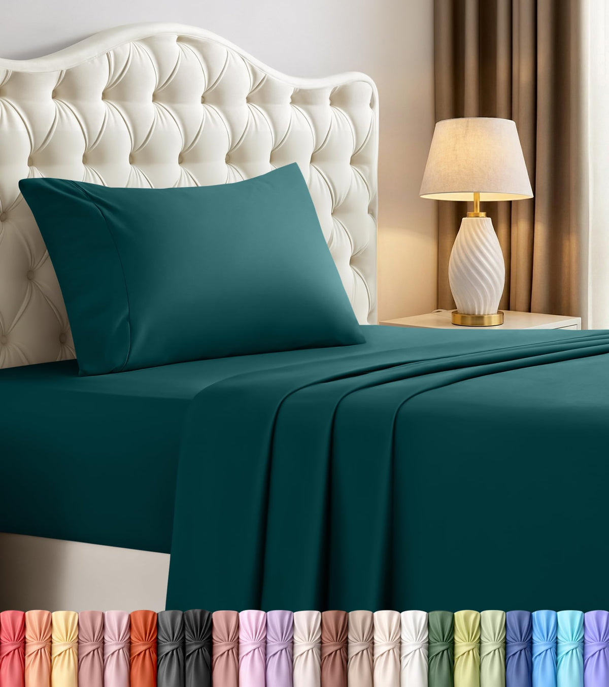 Queen Sheets Set, 4 Pieces 16" Deep Pocket Hotel Luxury Bed Sheets, Brown