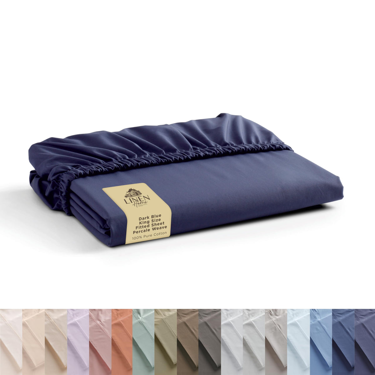 Linen Home Queen Size Fitted Sheet only 100% Cotton Percale, White