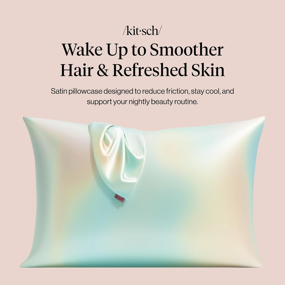 Kitsch Satin Pillowcase with Zipper - 2 pcs Standard Size, Aura