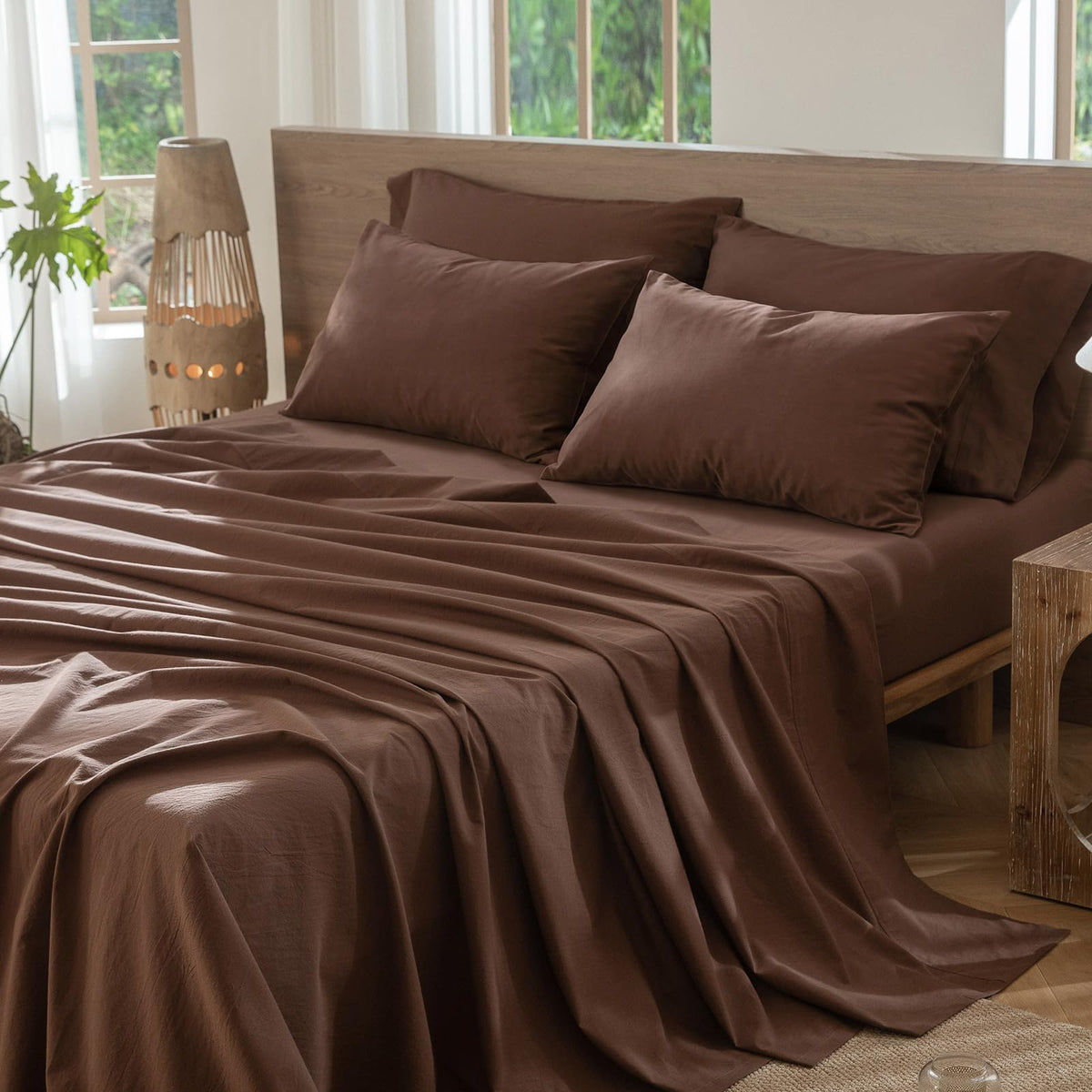 MooMee Sheet Set 100% Washed Cotton Lived-in Extra Deep Pocket King