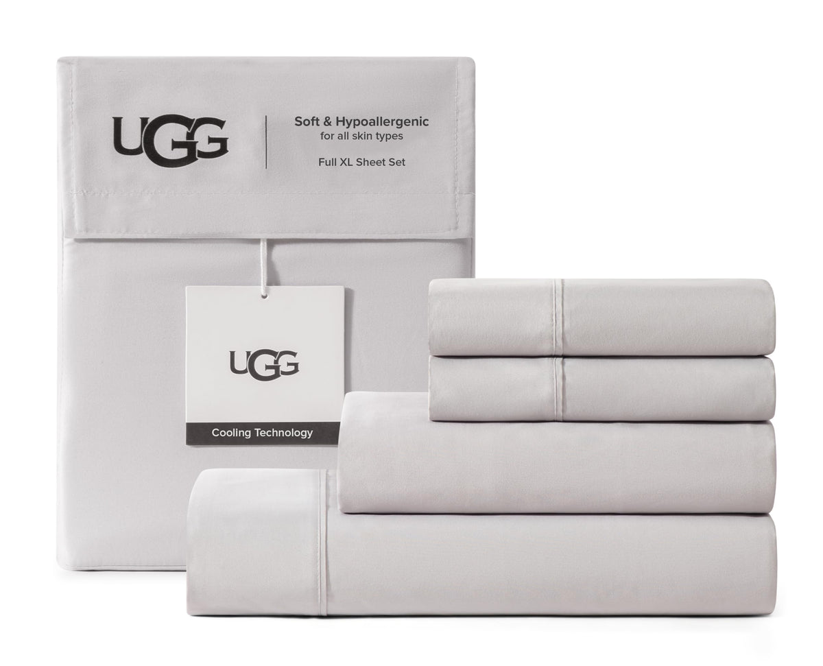 UGG Hedi King Size Sheets Set, Luxury Cooling Sheets, 4-Piece, Grey