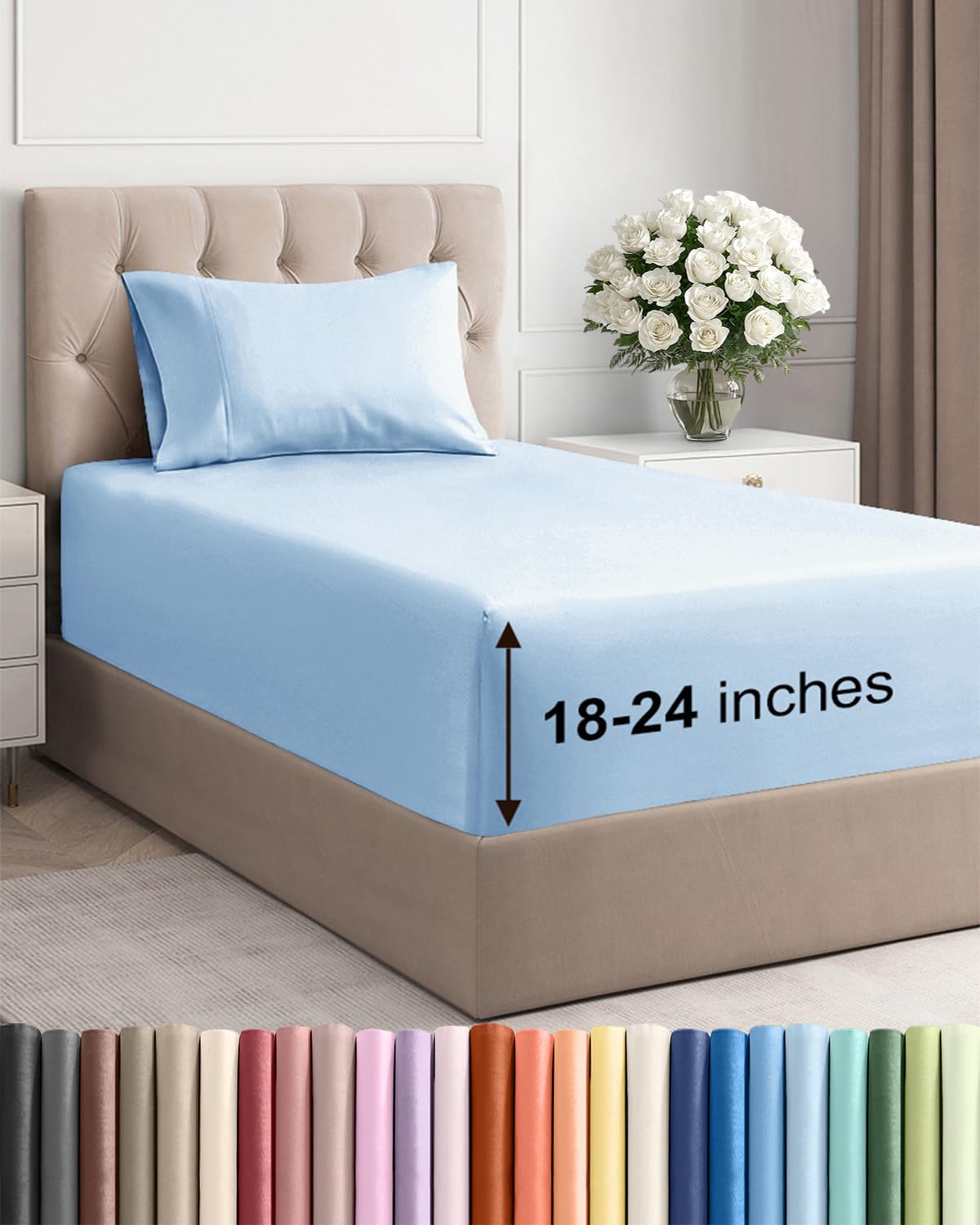Extra Deep Queen Sheet Set - 4 Piece Breathable Cooling Sheets - Dark Grey