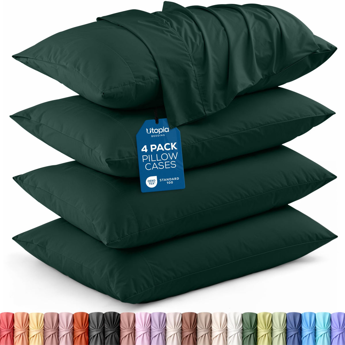 Pillow Covers Queen Size Set of 4, Soft and Comfy Pillow Cases, White