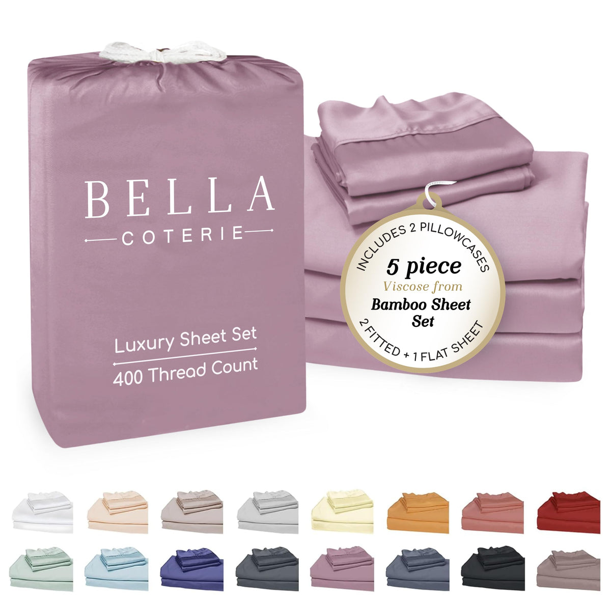 Bella Coterie Luxury Bamboo Viscose Queen Size Sheet Set