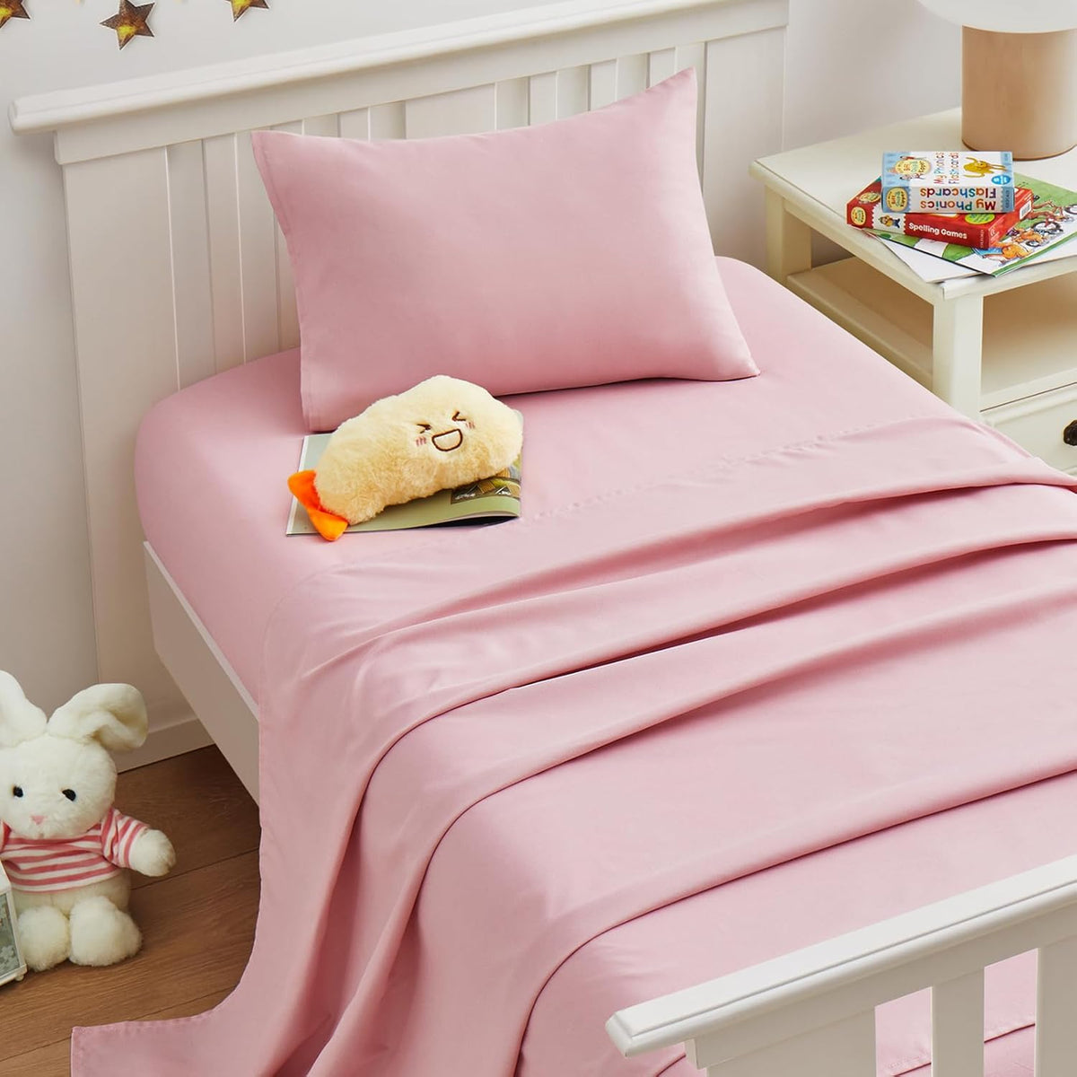 Light Pink Toddler Sheets, 3-Piece Pink Sheet Set for Toddler