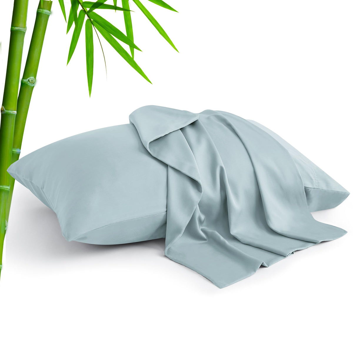 BEDELITE Cooling Pillow Cases Queen Size Set of 2, Rayon from Bamboo, Grey