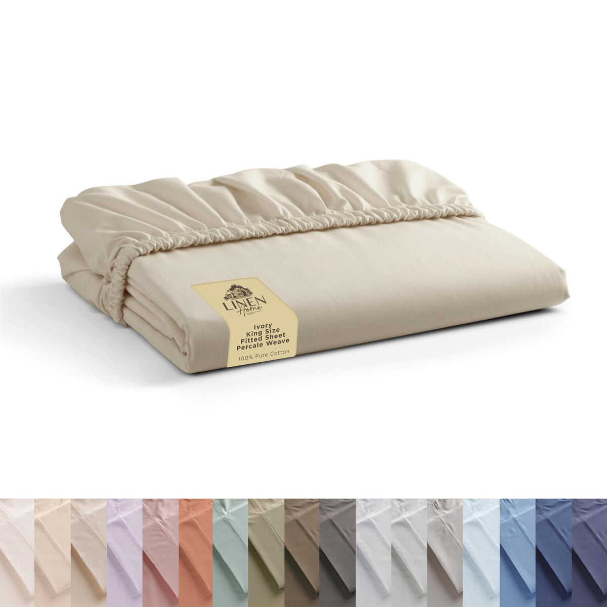 Linen Home Queen Size Fitted Sheet only 100% Cotton Percale, White