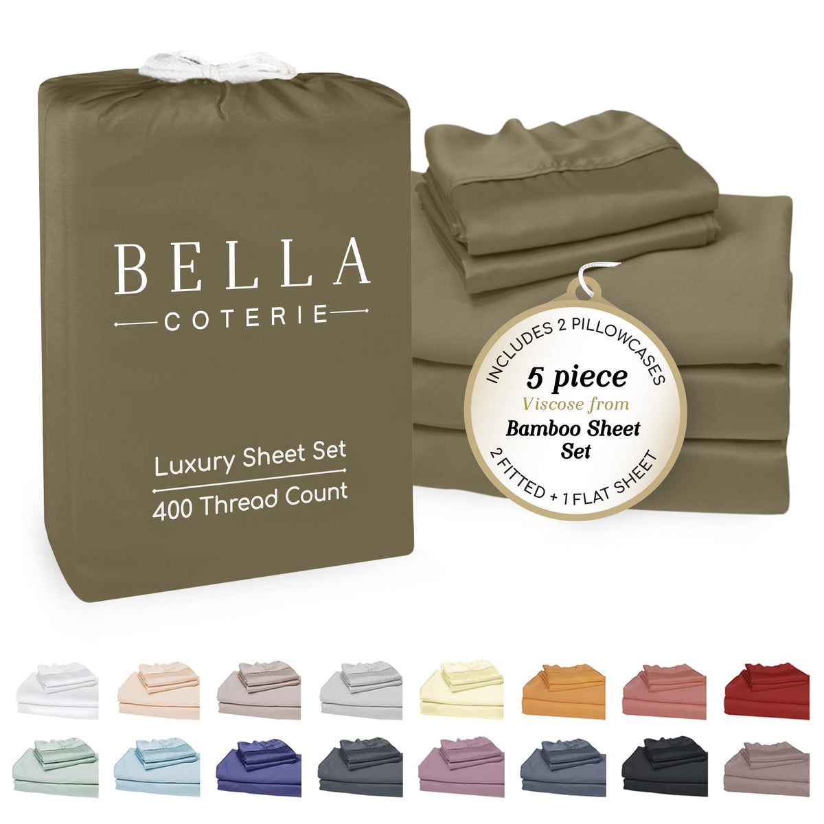 Bella Coterie Luxury Bamboo Viscose Queen Size Sheet Set