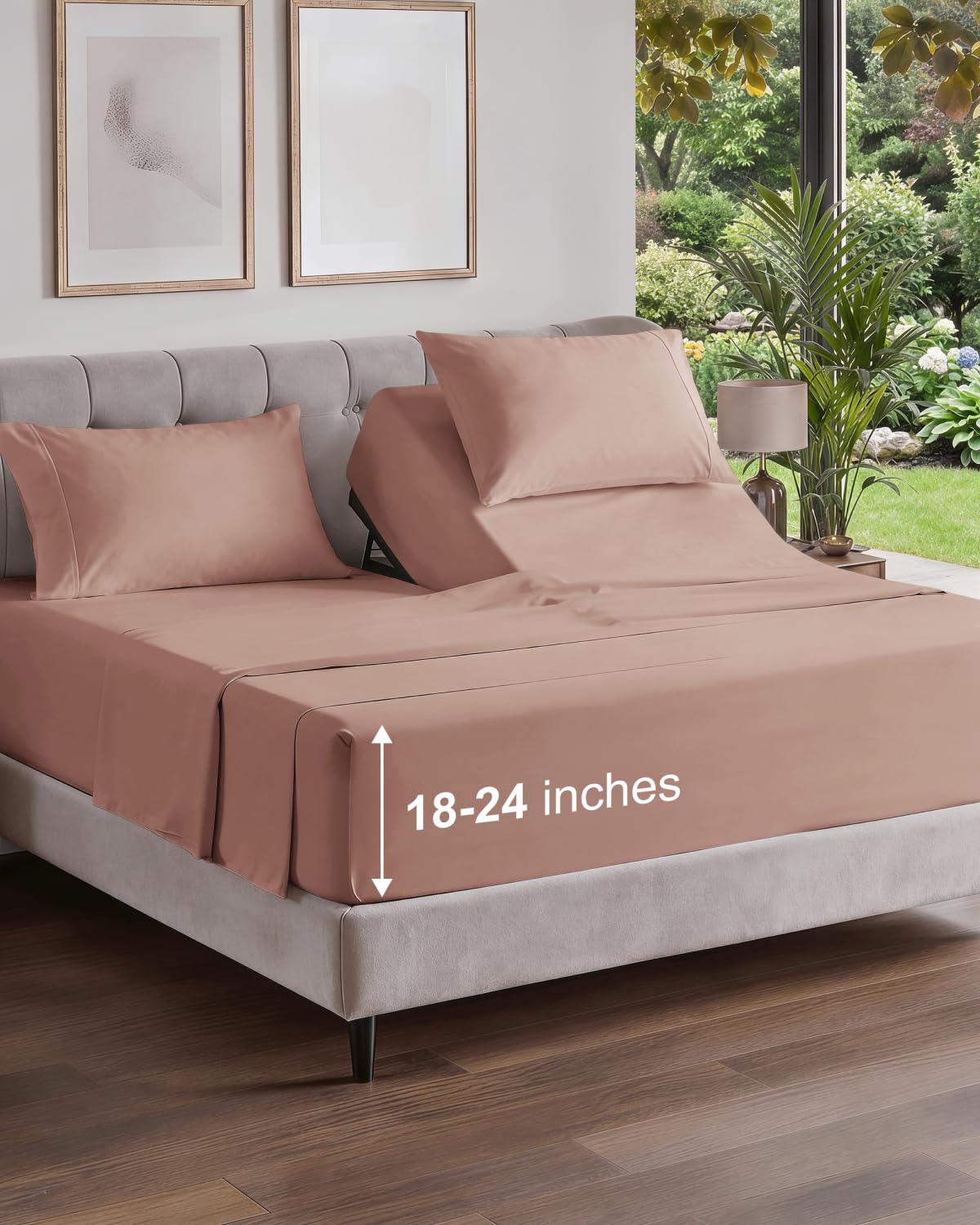 Extra Deep Queen Sheet Set - 4 Piece Breathable Cooling Sheets - Dark Grey