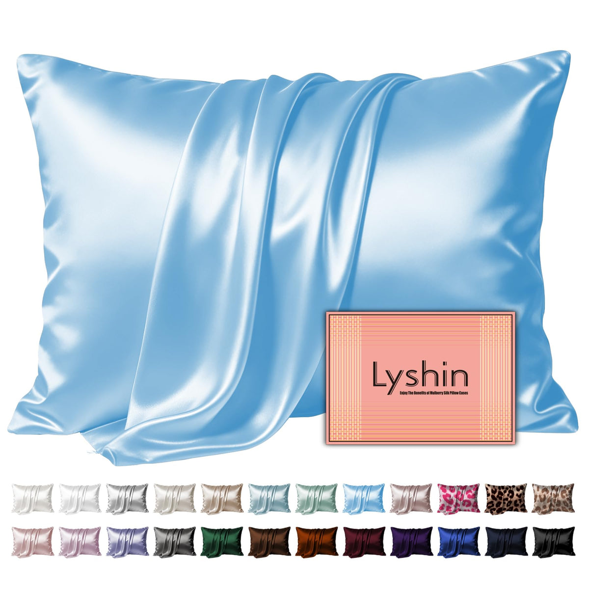 LYSHIN Silk Pillow Cases 2 Pack Standard Size with Zipper, Champagne