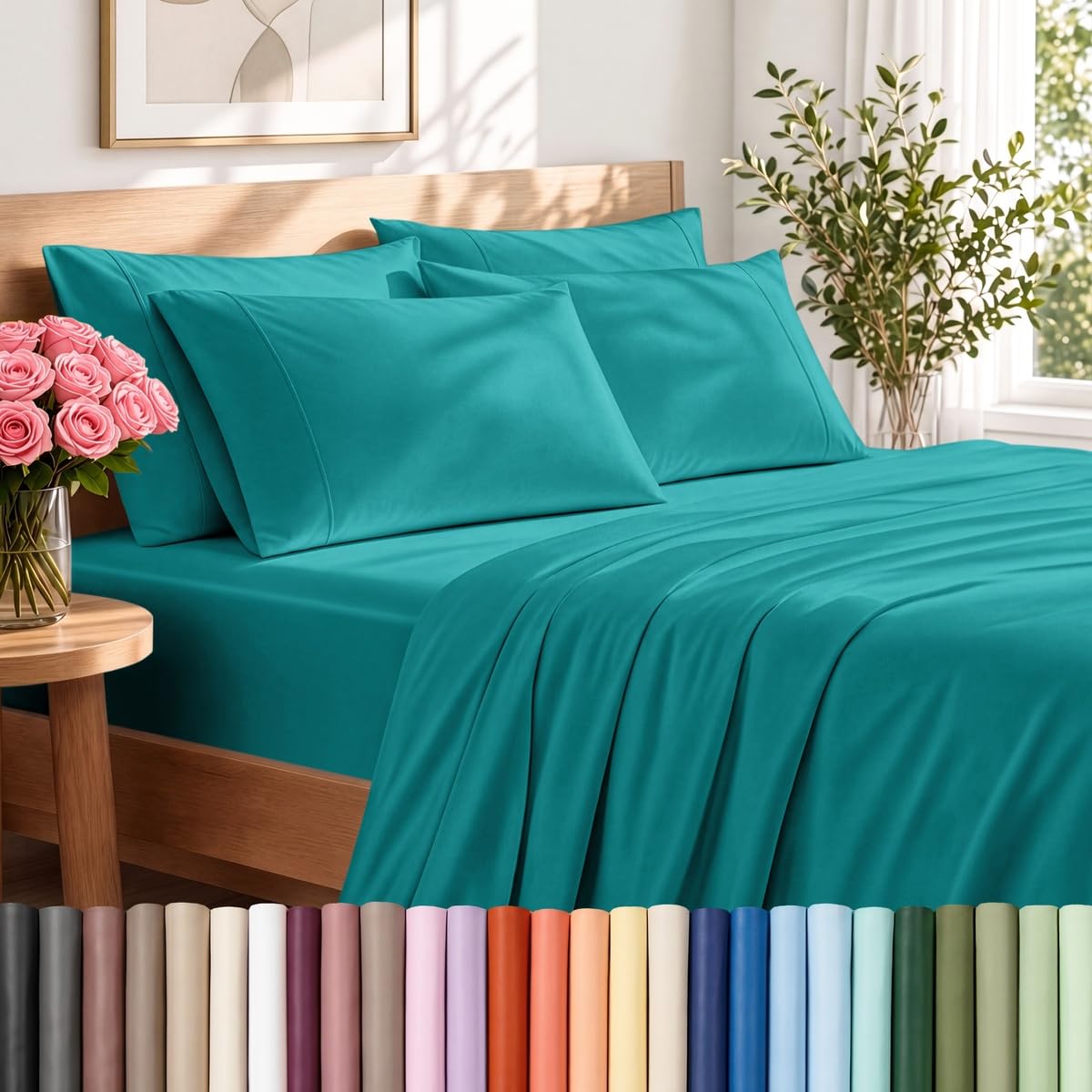 Bare Home Sheet Set 1800 Ultra-Soft with 2 Pillowcases (Twin XL, Light Grey)
