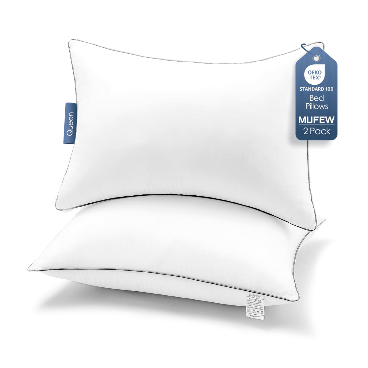 Pillows Standard Size Set of 4, Ultra Thick Down Alternative Bed Pillows,Cooling Hotel Quality Standard Pillow for Back, Stomach or Side Sleepers, Machine Washable(White,4 Pack)