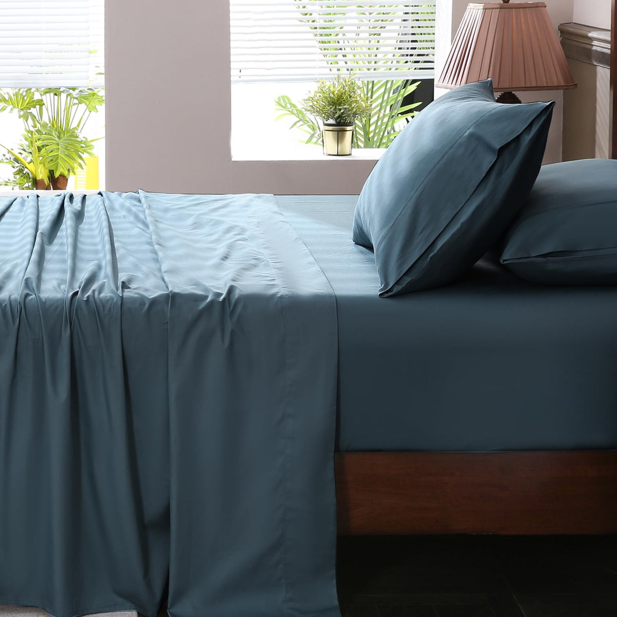 1000 Thread Count Egyptian Cotton Sheets Queen Size Set 4PCS Sateen Weave Soft Breathable 16-Inch Deep Pocket（Queen,White）