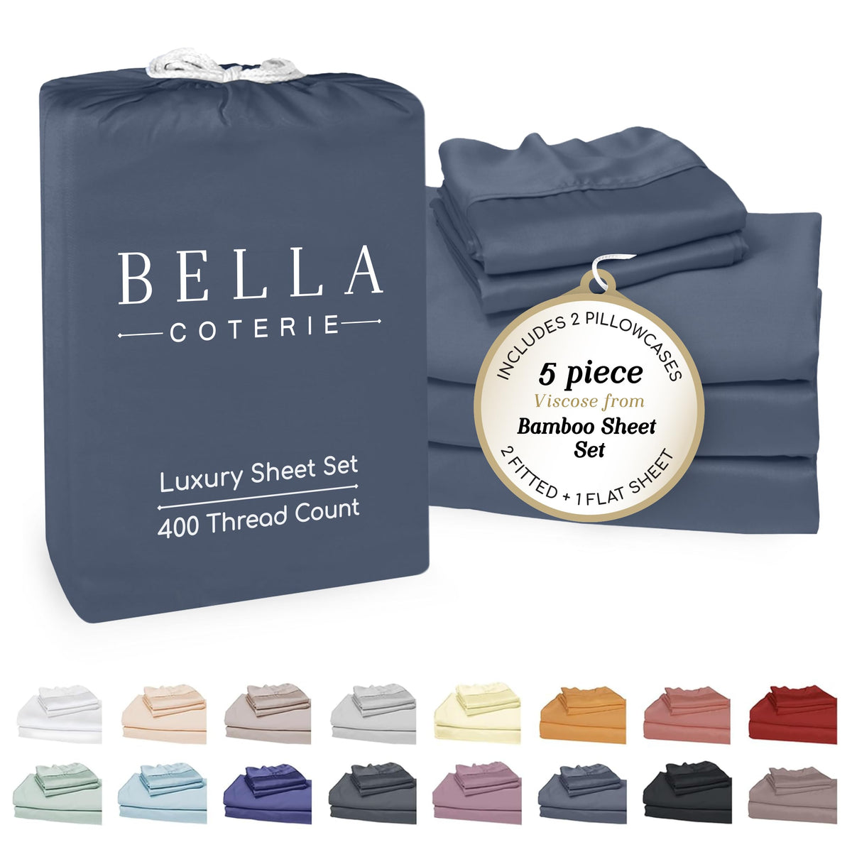 Bella Coterie Luxury Bamboo Viscose Queen Size Sheet Set