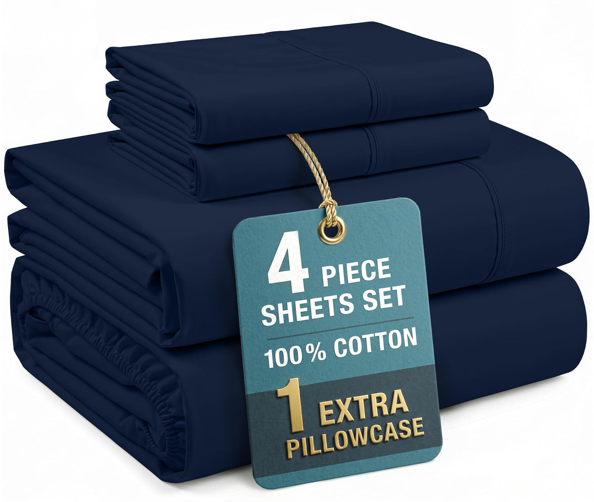 Casa Platino King Size Sheets Set –100% Cotton King Sheets with 4 Pillowcases, Lightweight Feel & Secure Fit, Crisp & Breathable Percale Weave with 15" Deep Pocket, Soft and Cozy – Pure White