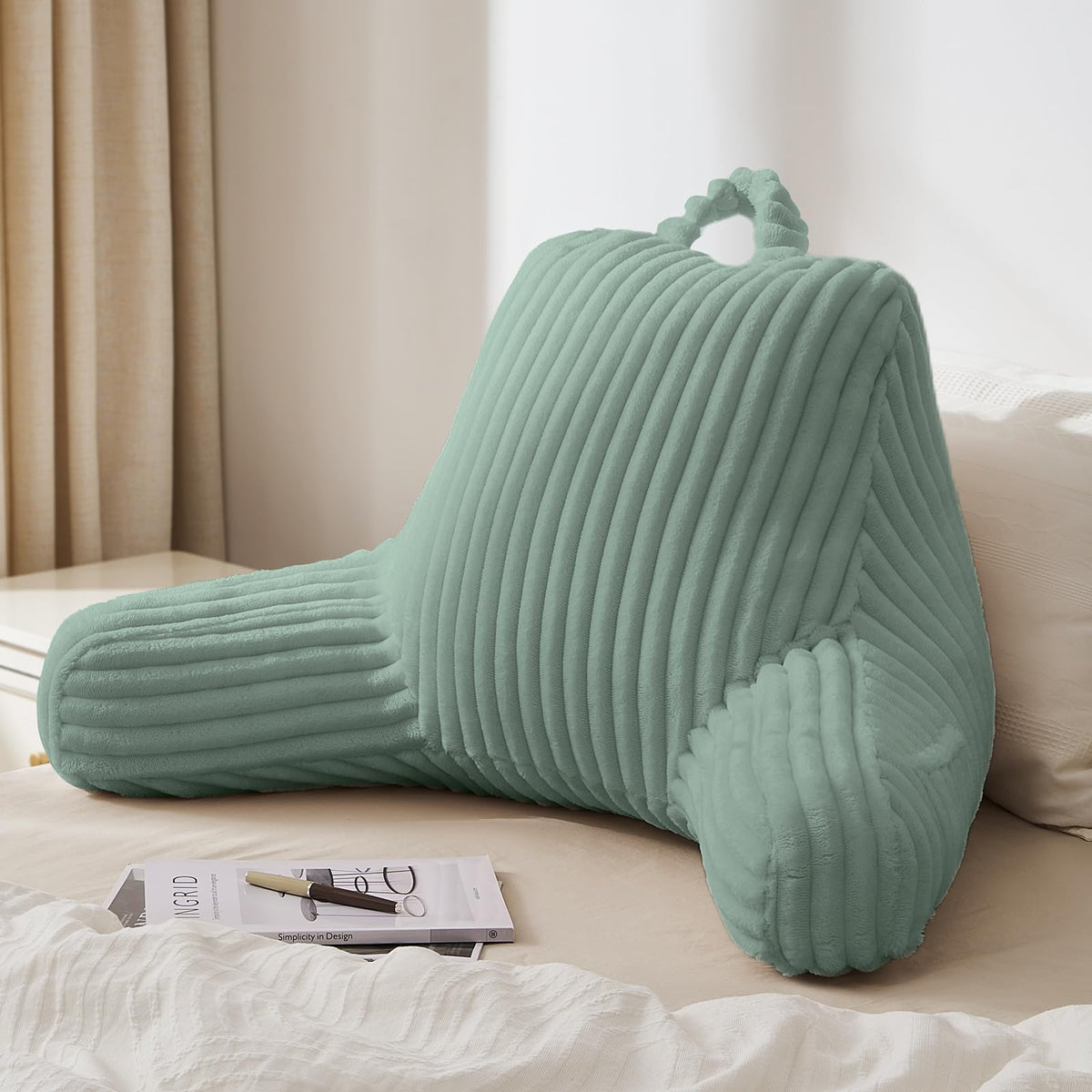 Blissful Diary Reading Pillow for Bed, Backrest Pillow, Cream White