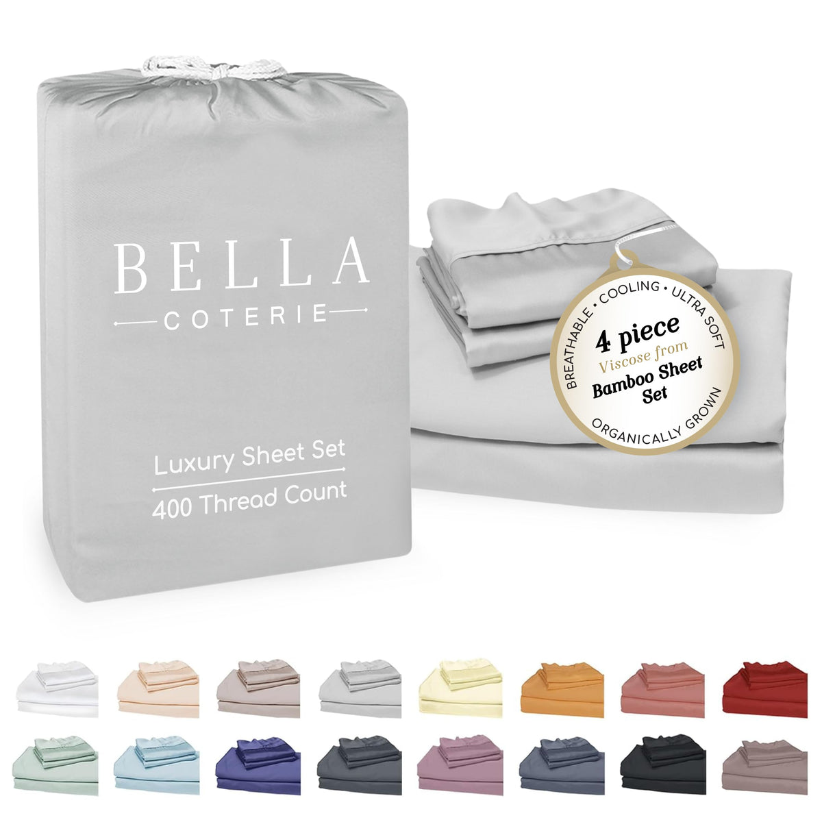 Bella Coterie Luxury Bamboo Viscose Queen Size Sheet Set