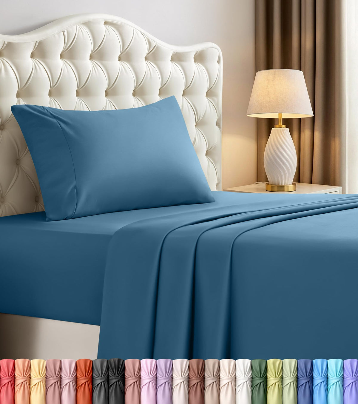 Twin Sheets Set, 3 Pieces 16" Deep Pocket Hotel Luxury Bed Sheets, Grey