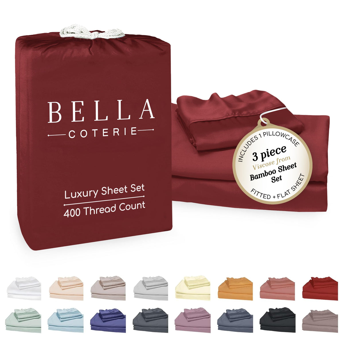 Bella Coterie Luxury Bamboo Viscose Queen Size Sheet Set