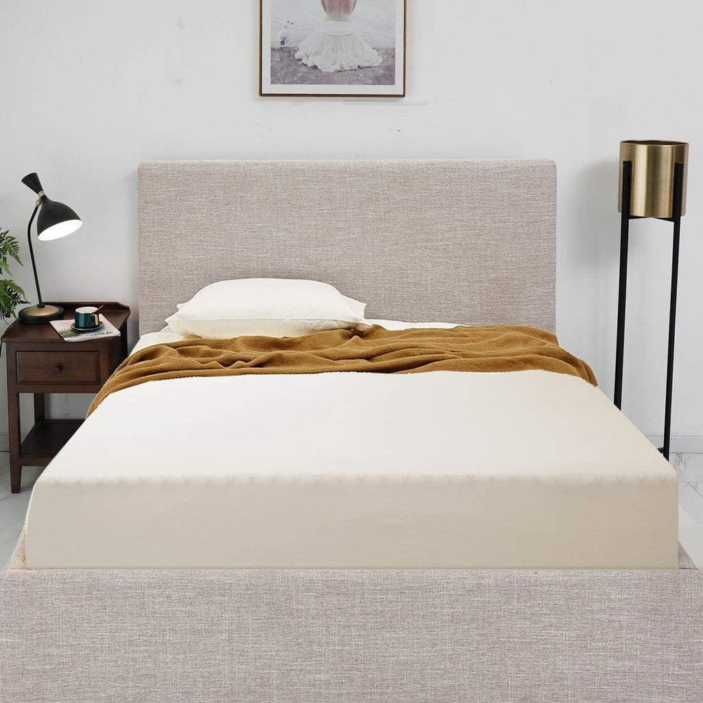 Fitted Sheet- COSMOPLUS King Fitted Sheet Only（No Flat Sheet or Pillow Shams）,4 Way Stretch Micro-Knit,Snug Fit,Wrinkle Free,for Standard Mattress and Air Bed Mattress from 8” Up to 14”,Beige