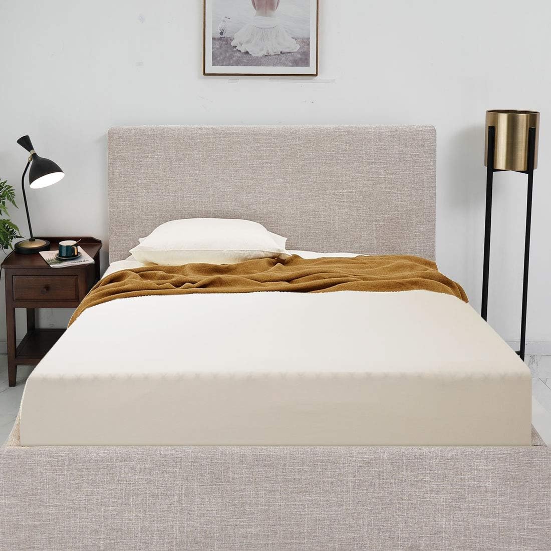 Fitted Sheet- COSMOPLUS King Fitted Sheet Only（No Flat Sheet or Pillow Shams）,4 Way Stretch Micro-Knit,Snug Fit,Wrinkle Free,for Standard Mattress and Air Bed Mattress from 8” Up to 14”,Beige