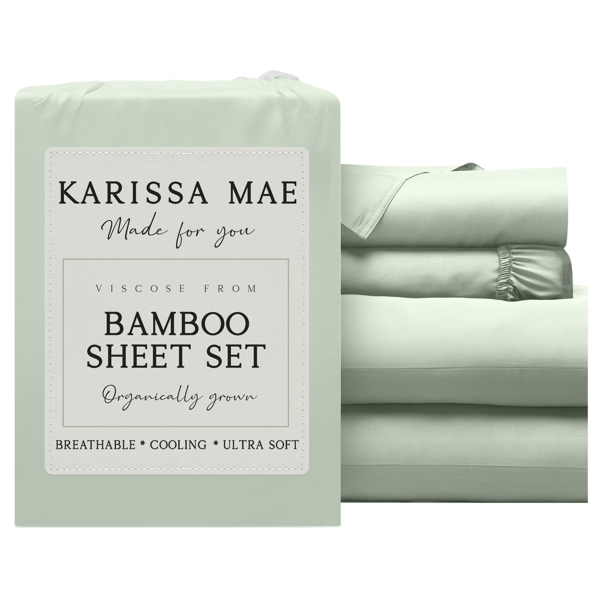 KARISSA MAE 7 Piece Luxury Bamboo Viscose Split King Sheets, FSC Certified
