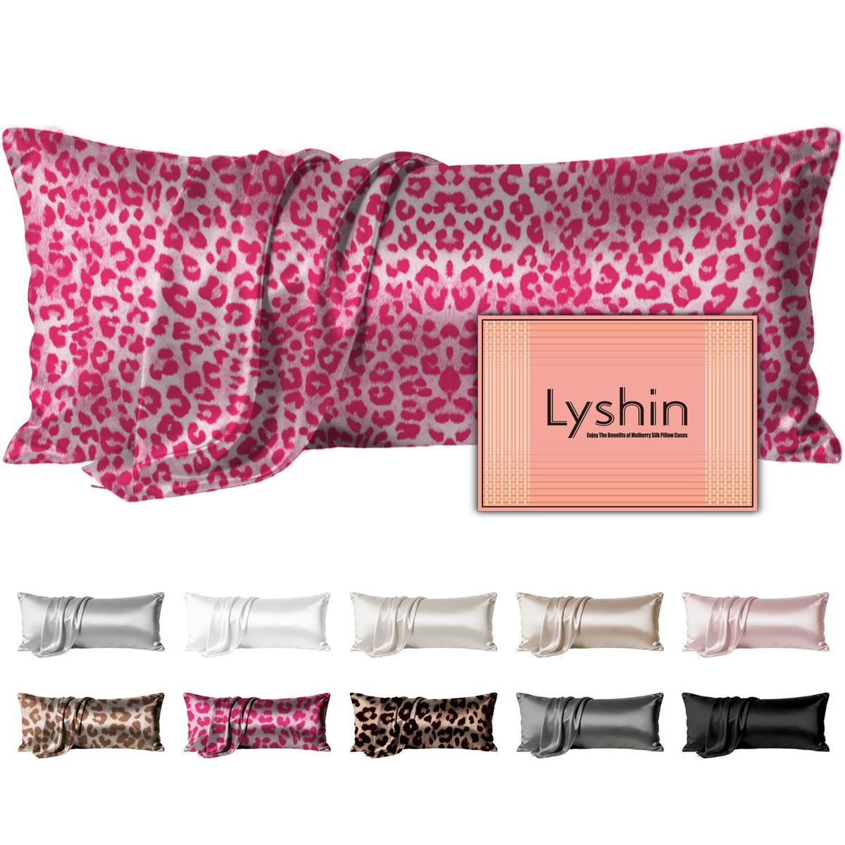 LYSHIN Silk Pillow Cases 2 Pack Standard Size with Zipper, Champagne