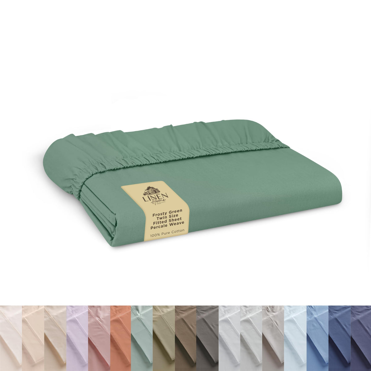 Linen Home Queen Size Fitted Sheet only 100% Cotton Percale, White