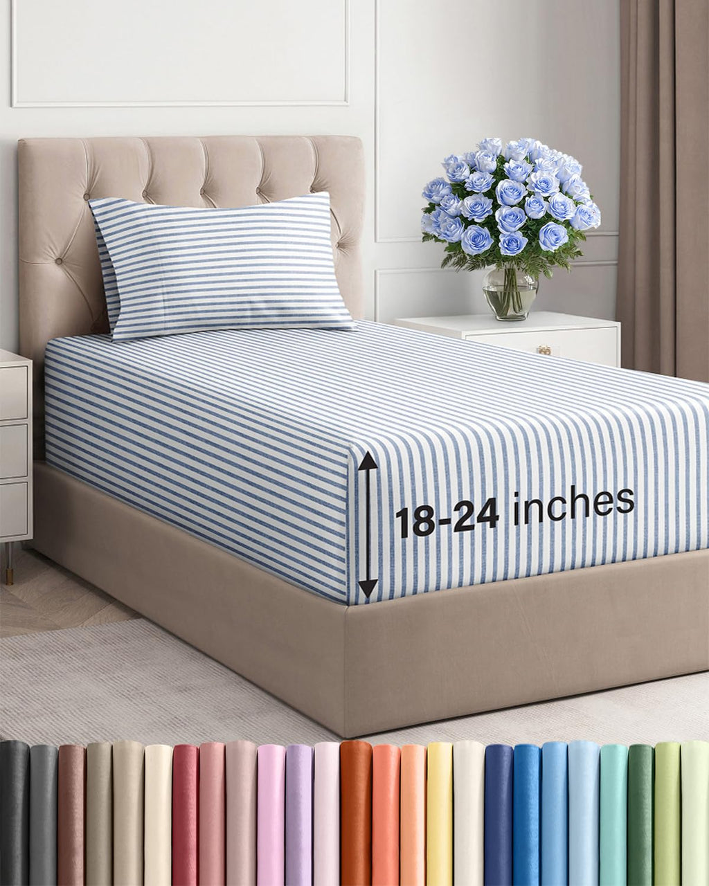 Extra Deep Queen Sheet Set - 4 Piece Breathable Cooling Sheets - Dark Grey